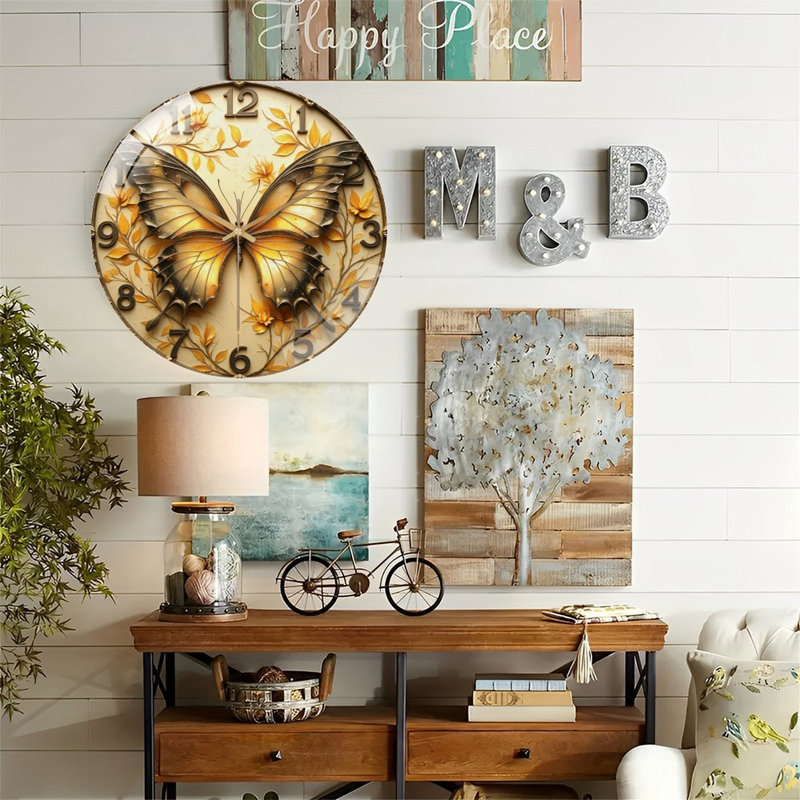 Horloge murale de luxe avec motif floral - horloge murale moderne en verre 12 po