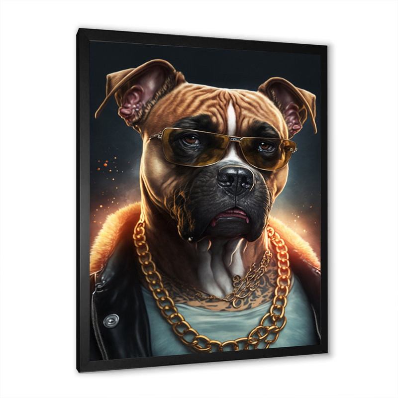 «Boxer Gangster in NYC II», impression sur toile, Impression noire sur toile encadrée, H 40 po x l 30 po x P 1,5 po