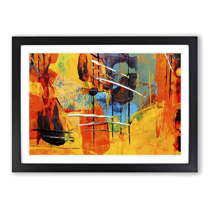 Abstract Art Painting Vol.474 by S.Johnson - Picture Frame Painting Print on MDF, 48cm H x 65cm W x 2cm D, Black Framed