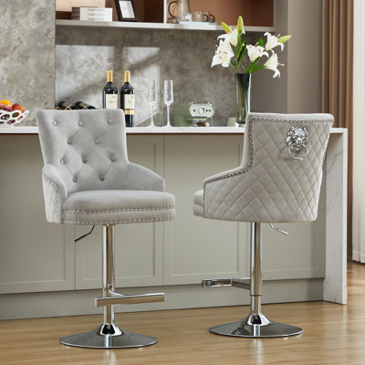 Jakhai Swivel Upholstered Adjustable Height Counter Stool with Metal Frame