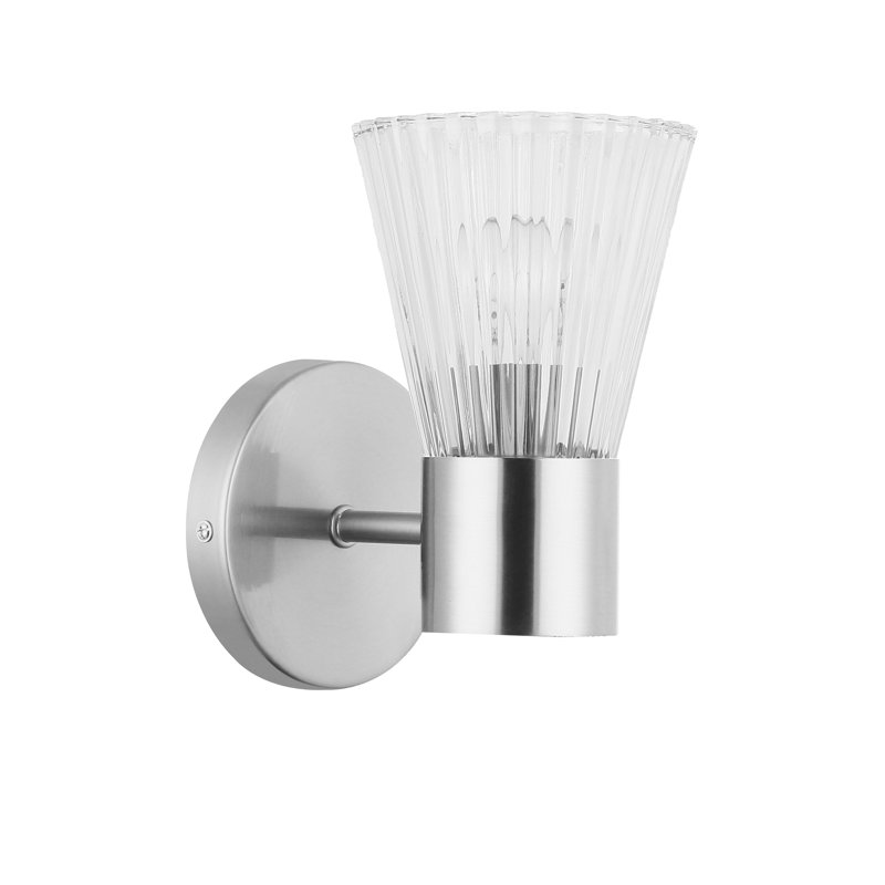 Applique murale 1 lumière Laclaire - Verre strié transparent, Chrome poli