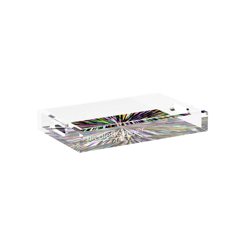 Fireworks Acrylic Rectangle Decorative Tray, Black, 2" H x 12.5" W x 7.75" D