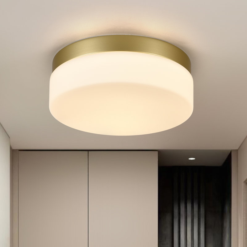 LED Flush Mount Ceiling Light with Glass, Gold