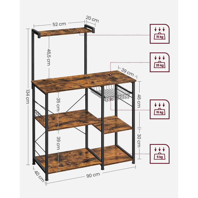 Dimas 90cm W Kitchen Island, Rustic Walnut