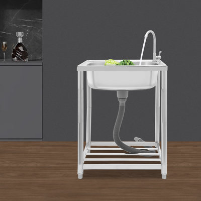 Stainless Steel Free Standing Single Bowl Kitchen Sink