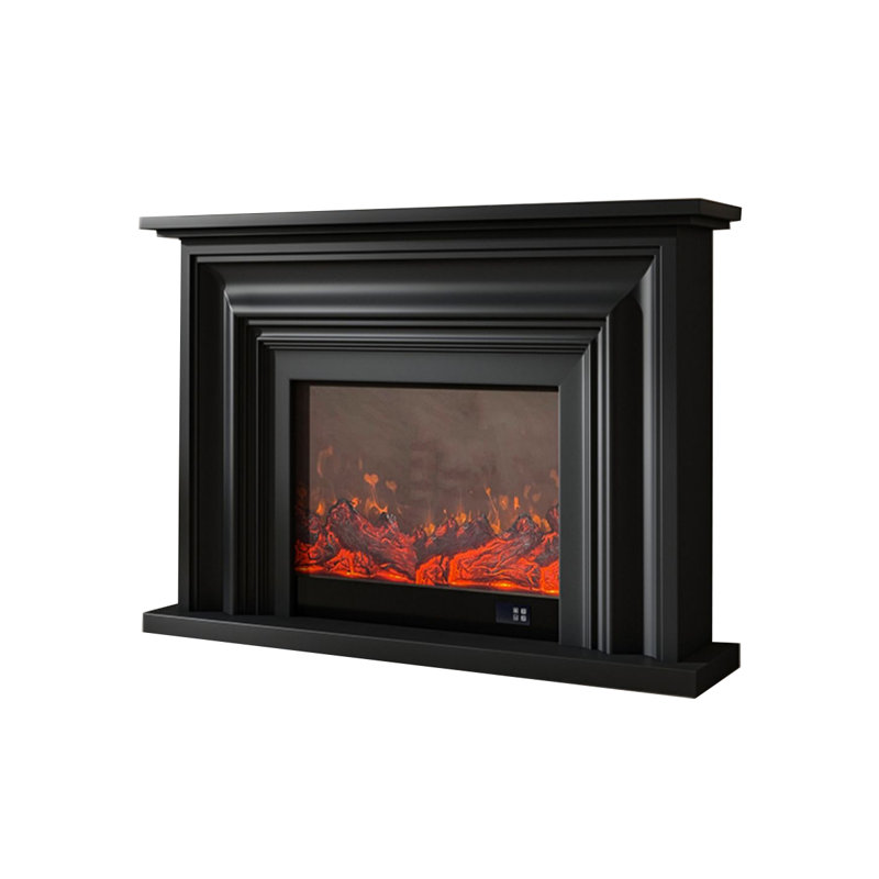 Italian minimalist electronic simulation of flame fireplace, Black, 40.16" H x 47.24" W x 12.99" D