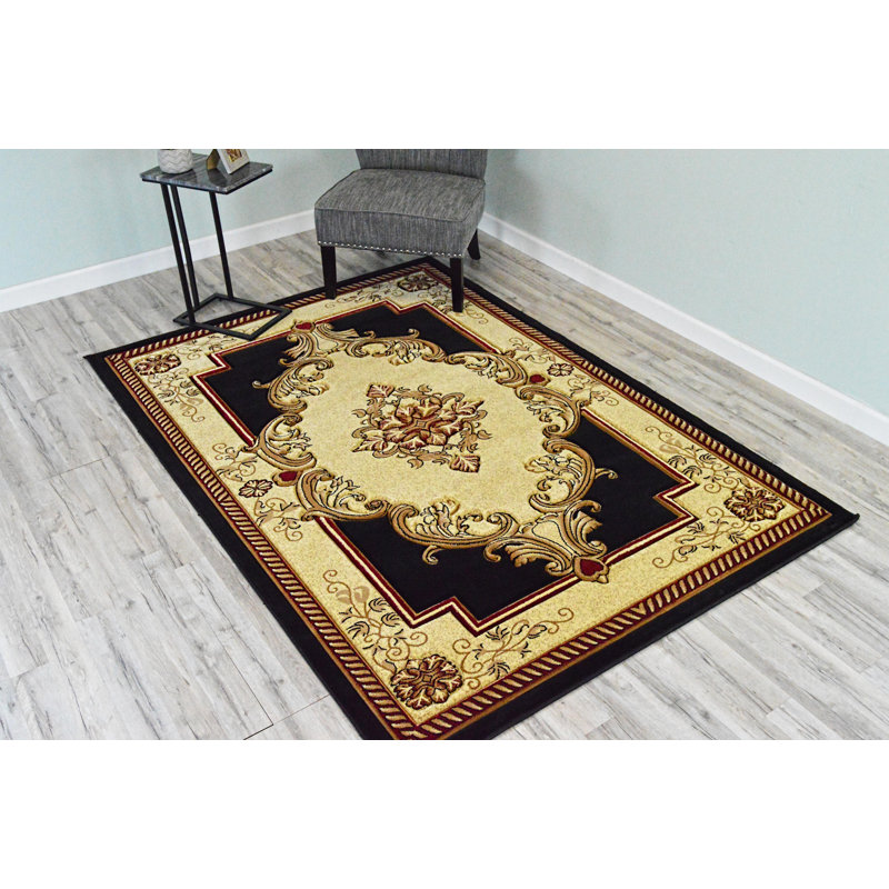 Tapis noir / beige Ramsel, Rectangle 6 pi 6 po x 9 pi 2 po