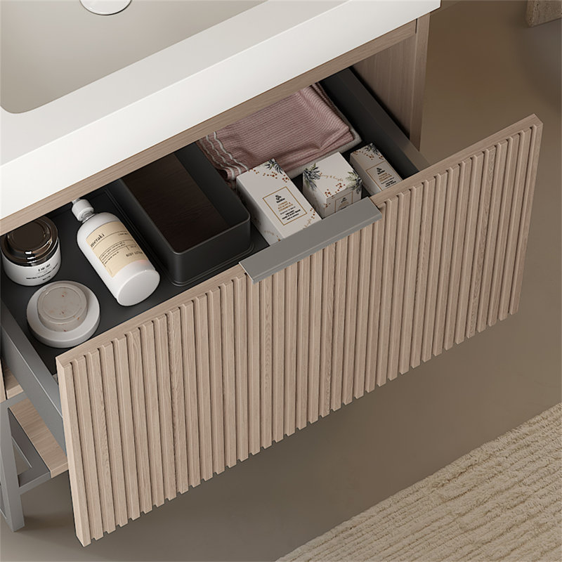 Meuble-lavabo avec lavabo YOLAN, Chêne brun, 36"