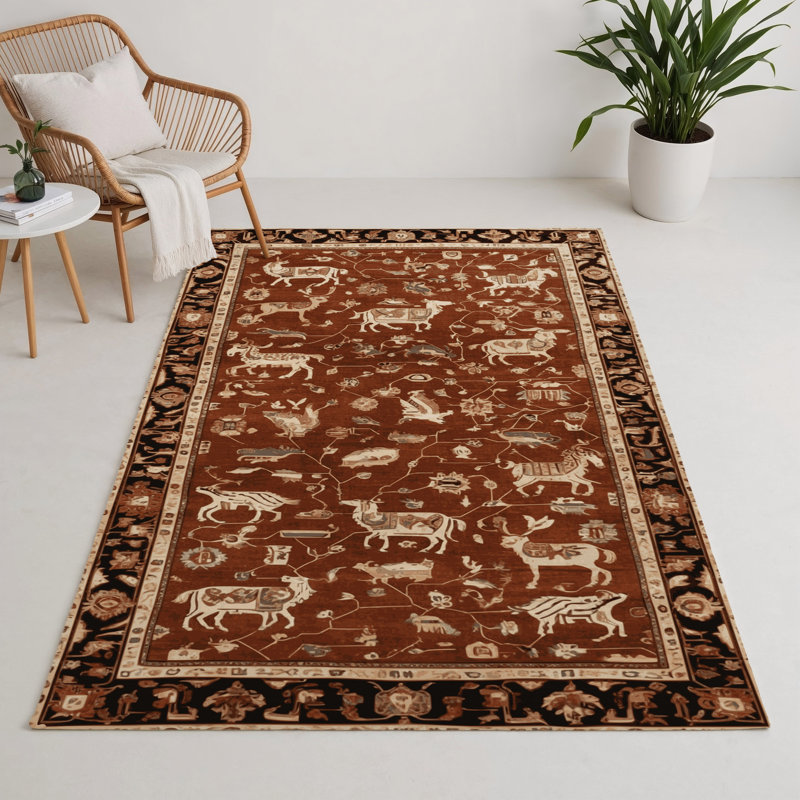 Tapis d'intérieur et d'extérieur brun Persian, Rectangle 9 pi x 12 pi