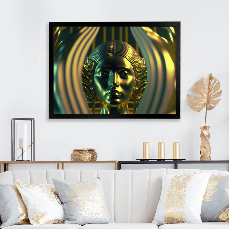 «Golden Queen of Consciousness II», reproduction sur toile, H 16 po x l 32 po x P 1 po, Cadre photo noir