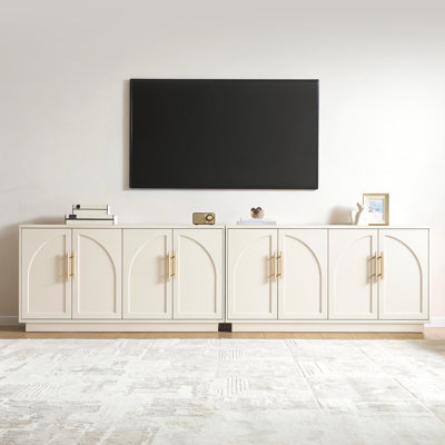  59" Arched Sideboard Cabinet with Adjustable Shelves, 4-Door Storage Cabinet & Media Console for Living Room, Dining Room and Entryway,Cream White