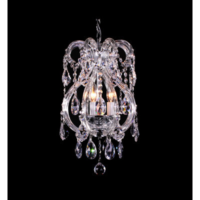 Lustre 3 lumières en chrome avec cristaux transparents