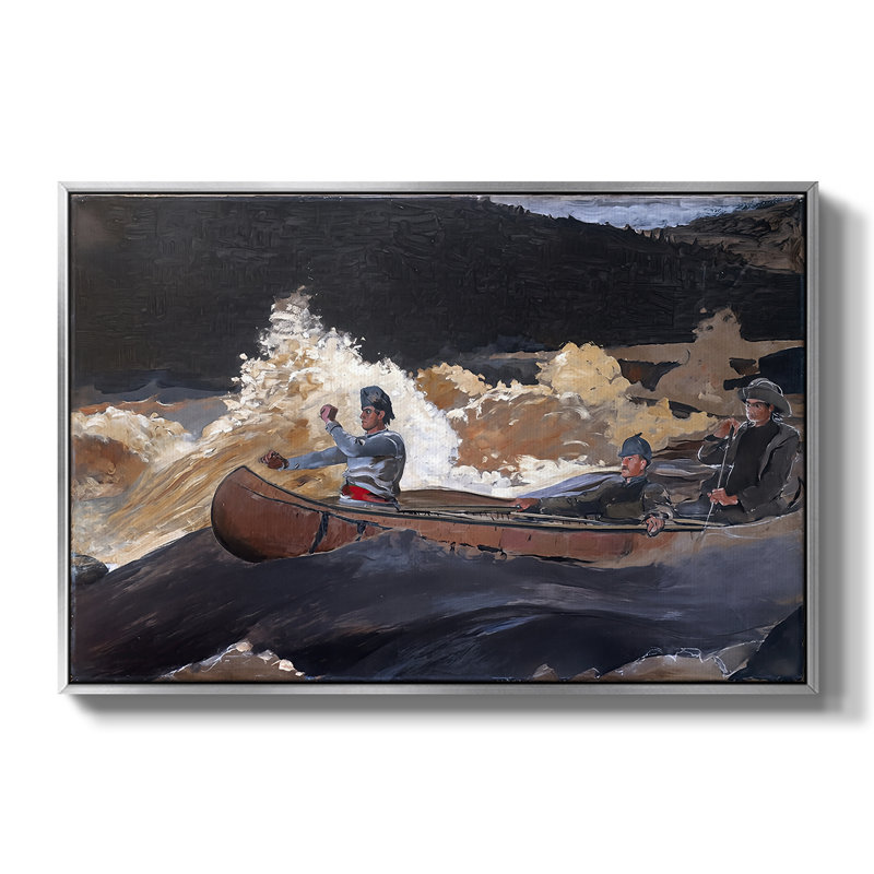 Shoot the Rapids, Saguenay River, 1905-1910 - Winslow Homer, toile tendue avec châssis, 24 po x 36 po, Noyer