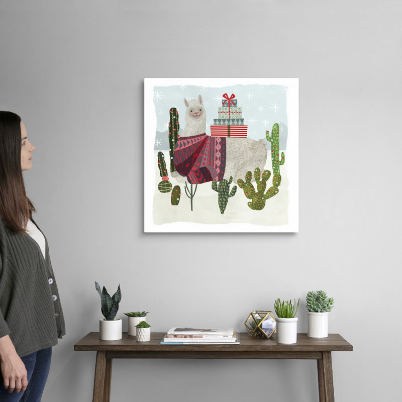 Reproduction d’art sur toile, "fêtes llama IV" par Victoria Borges, H 24 po x l 24 po x P 1,25 po, Toile tendue