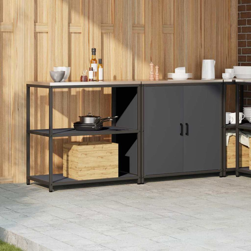 Vidaxl Kitchen Storage Set With Shelf 2 Pcs White 180 X 50 X 92 Cm, Anthracite