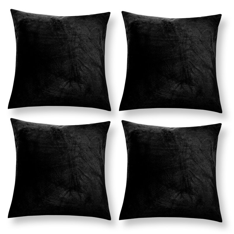 Apex Crushed Velvet Cushion Cover Set, Black