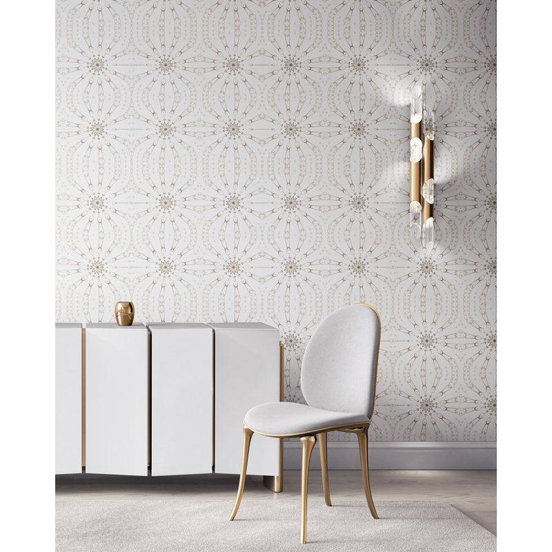 Fern | Organic Arabesque Wallpaper Double Roll, White/Beige