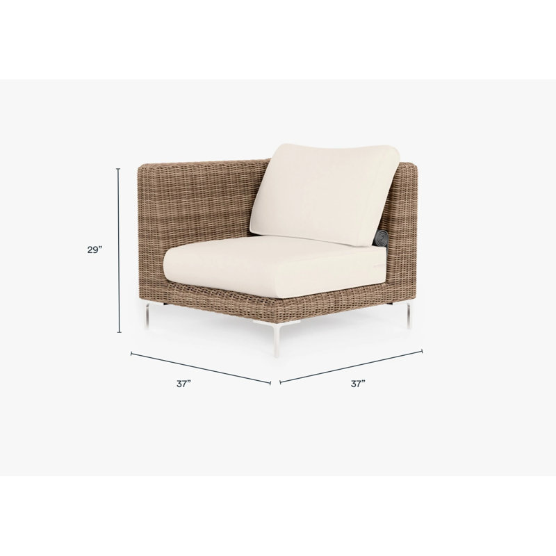 Brown Wicker Outdoor Loveseat, Palisades Cream
