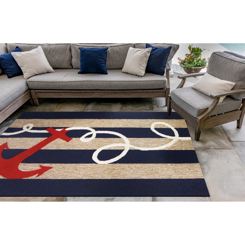 Tapis rectangulaire touffeté à la main bleu marine