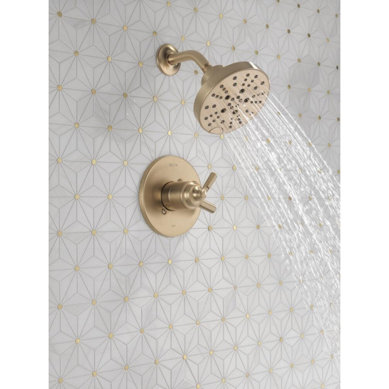 Saylor 17 Series Gold Shower Valve Trim Kit with H2Okinetic Shower Head, Shower System, Shower Faucet Set, Shower Head and Handle, Champagne Bronze (Valve Not Included)