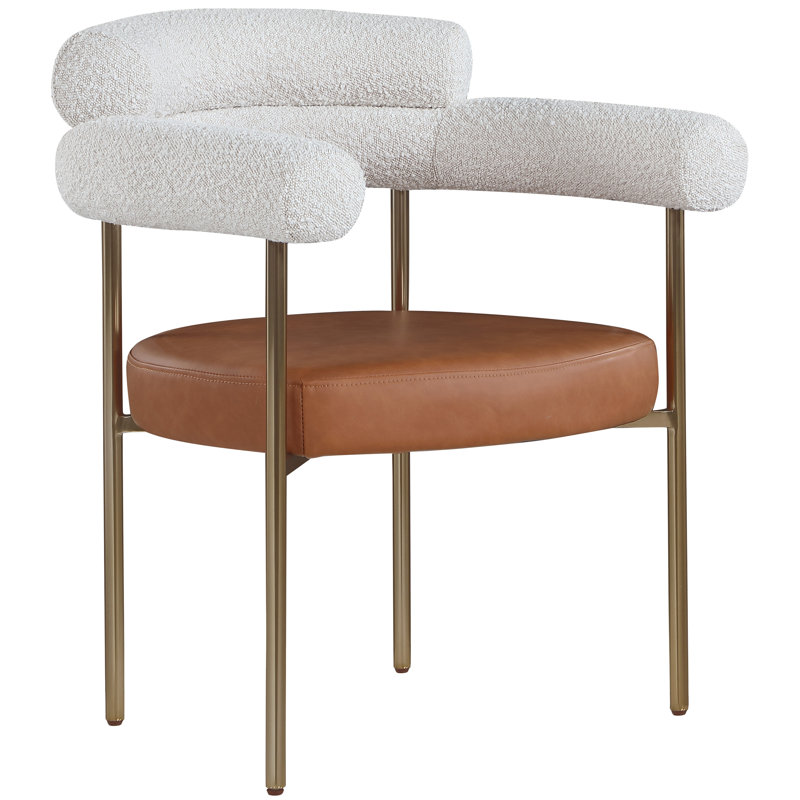 Blake Izak Arm Chair in Cream, Cognac Boucle Fabric