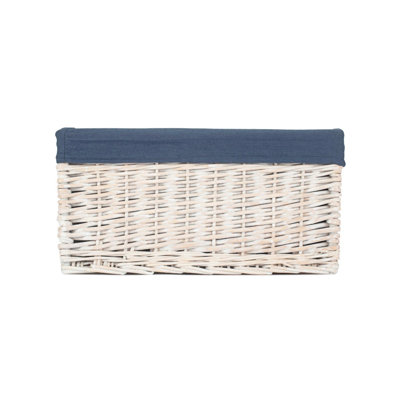 Navy Lined Open Storage Basket Small