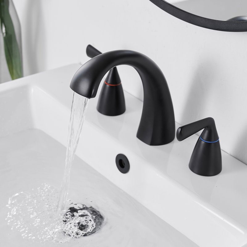 Waterfall Widespread Bathroom Faucet 2-handle Bathroom Sink Faucet with Drain Assembly