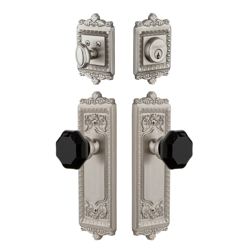 Ensemble d'entrée complet Windsor, 2-3/4", Nickel satiné
