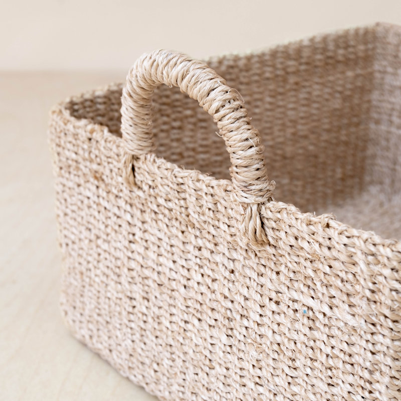 Natural Square Tabletop Basket with Handles