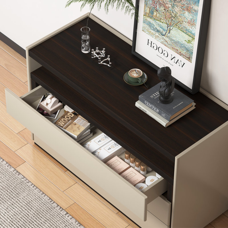 3-drawer Dressing Table With Open Storage Space, Suitable For Bedrooms, Living Rooms, And Hallways, Drawer Dressing Table Nightstand, Two-tone Finish