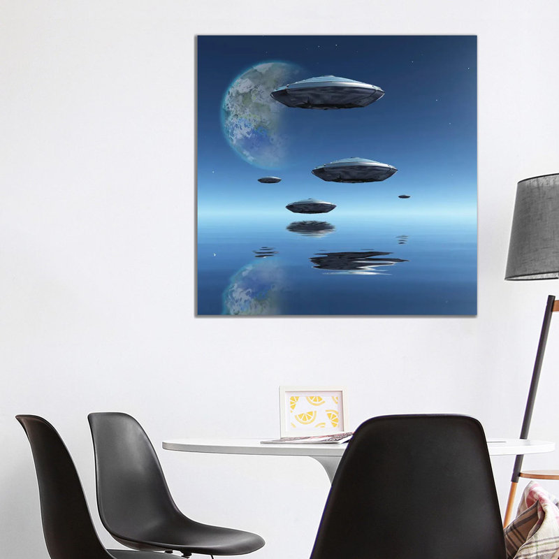 Terraformed Moon And Spacecrafts by Bruce Rolff - Wrapped Canvas Gallery-Wrapped Canvas Giclée