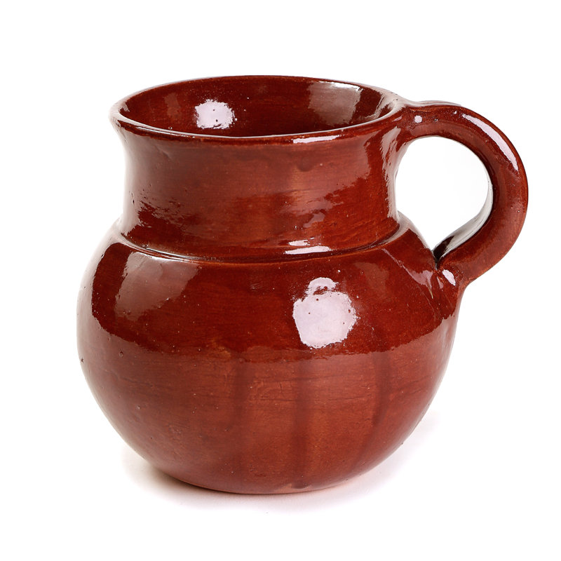 Handcrafted Red Clay Mexican Jarrito Mug with Handle, 10 Ounces