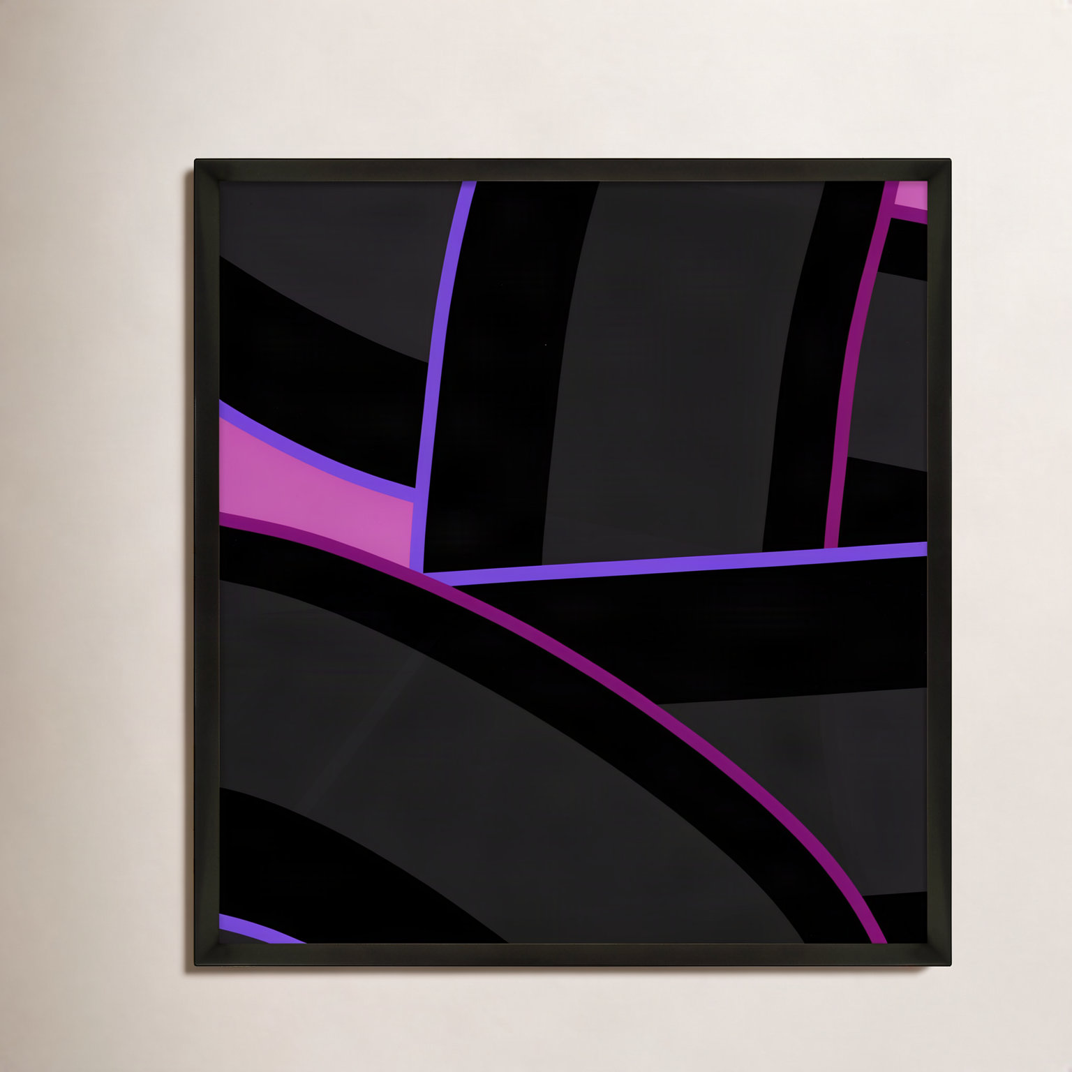 Zackary "Purple Haze Twist" Print, 24" H x 24" W x 1.25" D, Black
