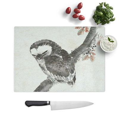 Tempered Glass Owl in the Tree by Katsushika Hokusai Chopping Board