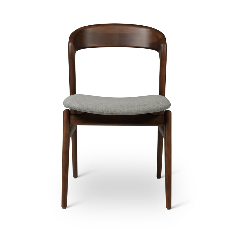 Modern Brazilian Upholstered Dining Chair, Nogal/Gray