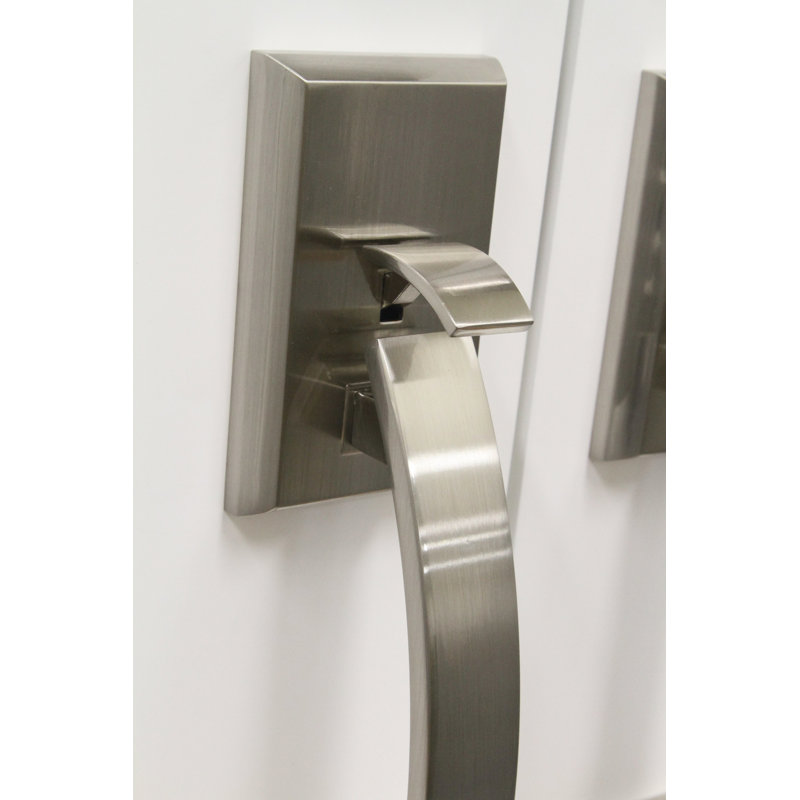 Handle With Lever And Deadbolt Reversible Entry Set, Brushed Nickel