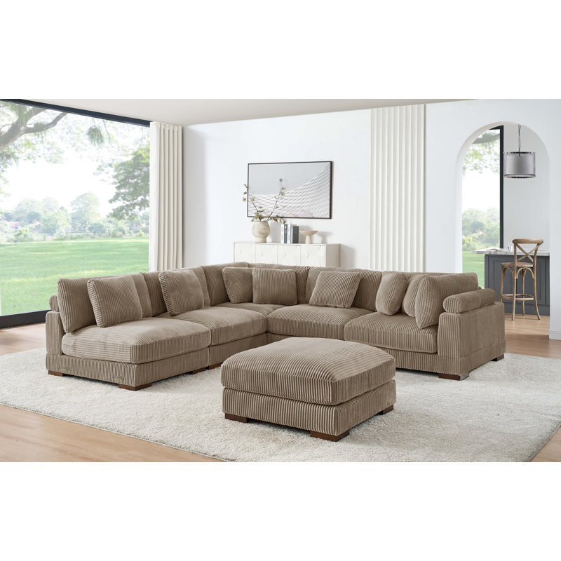 Canapé modulaire Barcombe, Velours côtelé chameau
