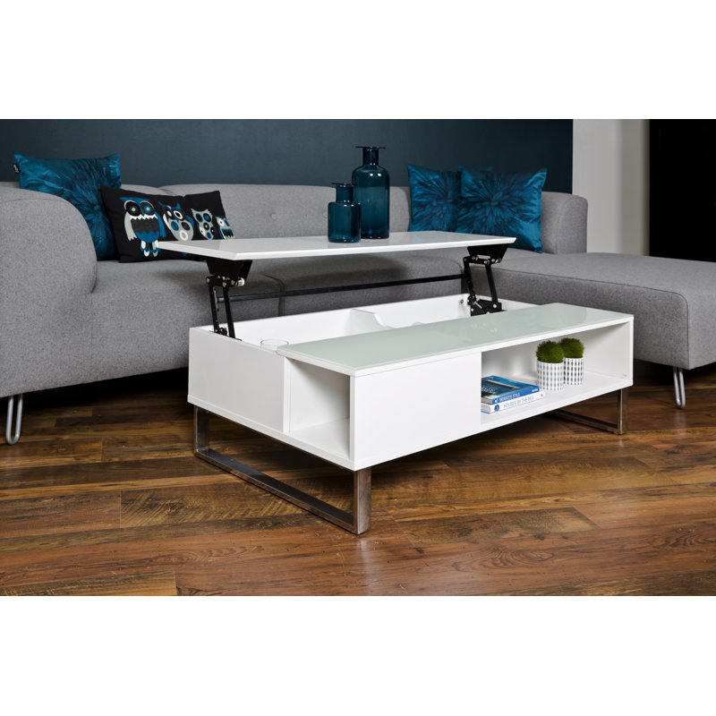Ayala Lift Top Frame Coffee Table with Storage, White