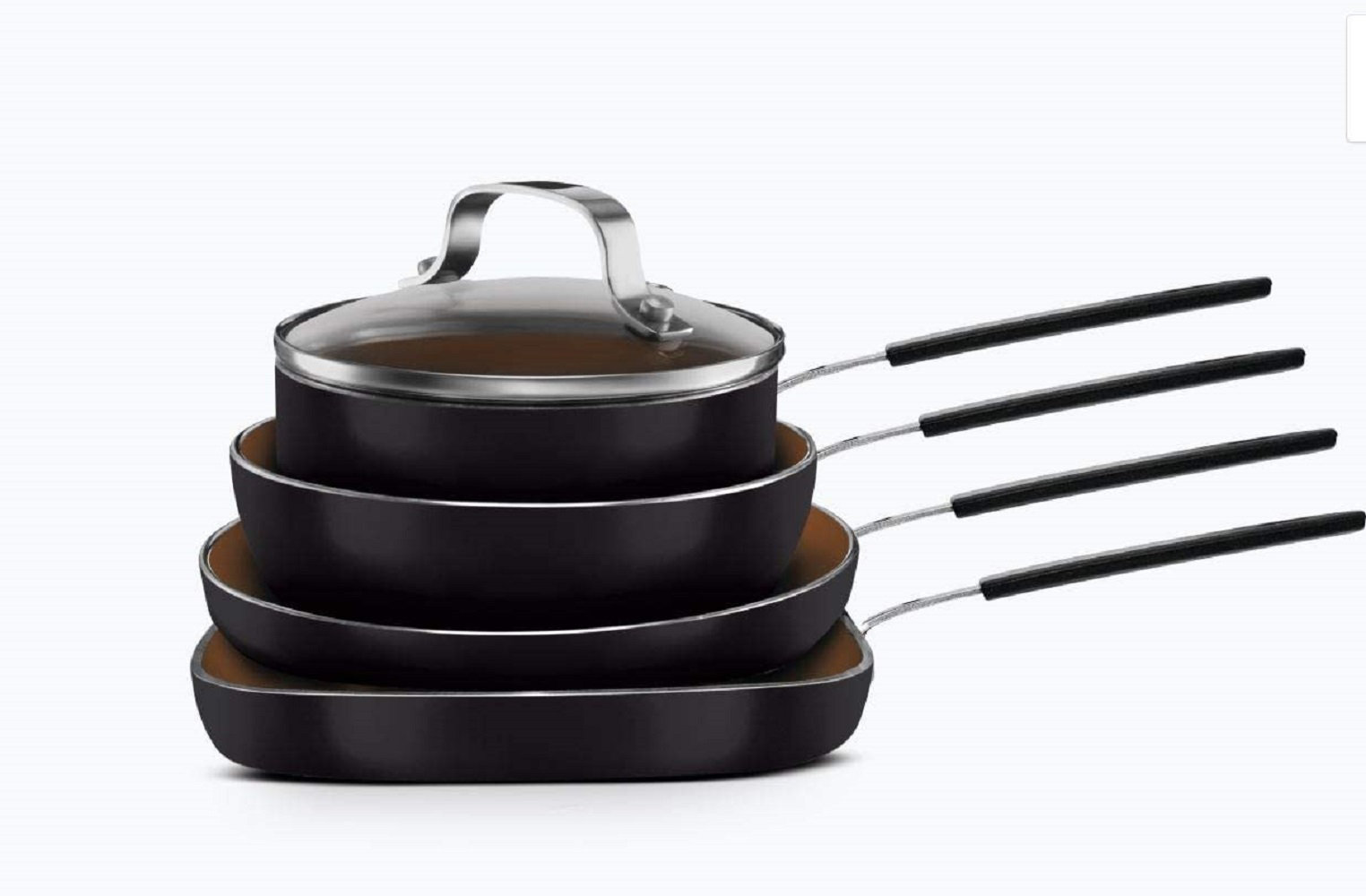 Gotham Steel Stackable Space Saving 5 Piece Copper Non Stick Mini