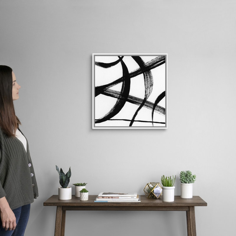 Gestural Marks I - reproduction d'art sur toile, H 21,7 po x l 21,7 po x P 1,75 po, Cadre flottant blanc
