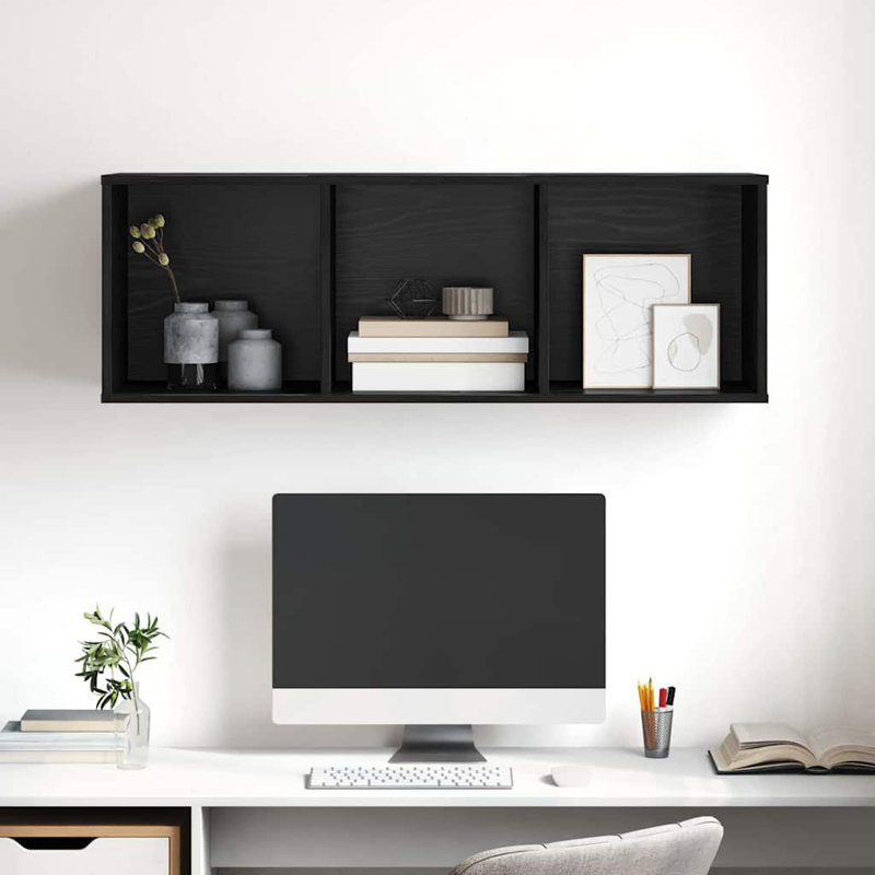 Wall-Mounted TV Cabinet Wall-Mounted, 107cm H x 37cm L x 37cm W, Black Oak