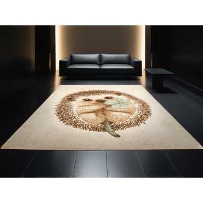 Tapis moelleux moelleux à motif abstrait moderne et contemporain Faust St Patties beige - Reliure brun clair