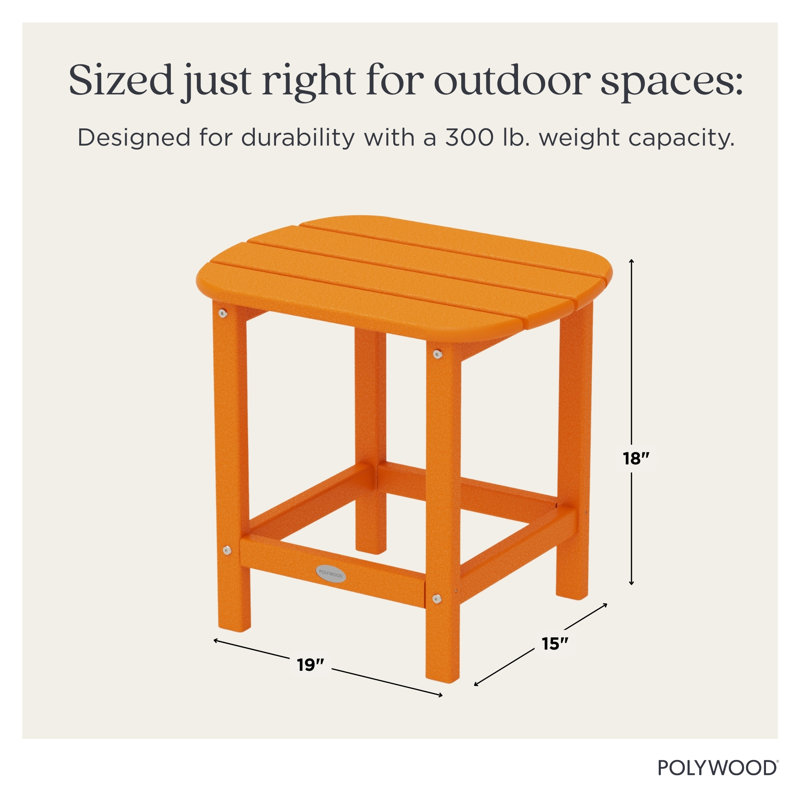 POLYWOOD South Beach 18" Side Table, Tangerine