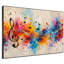Très grand art mural imprimé sur tissu - Notes de musique colorées orange, décoration de salle de jeu contemporaine - "Assemblage requis (cadre non fini)"-130842217