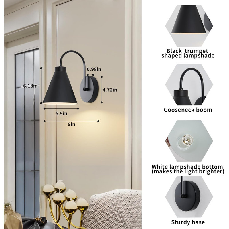 Appliques murales de chevet à piles de style rétro, lumières DEL à intensité variable avec télécommande pour chambre à coucher, couloir