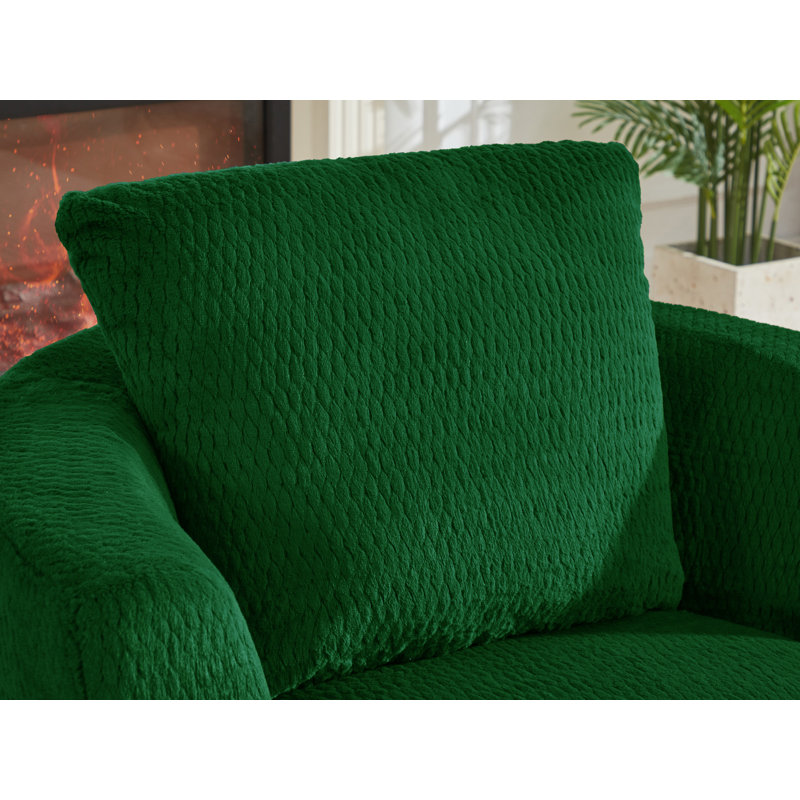Fauteuil demi-tonneau pivotant en fausse fourrure, Vert