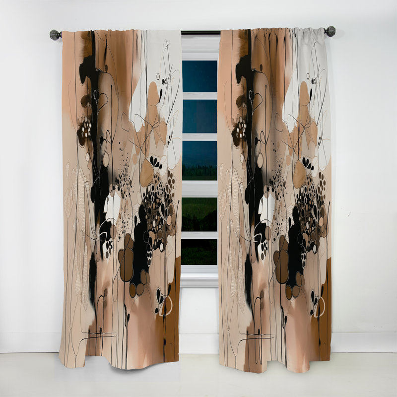 Brown And Black Artistic Freedom I - Modern Velvet Curtain - Room Darkening - 1 panel, 52" W x 90" L