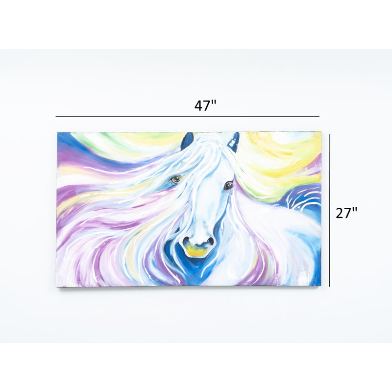 Toile peinte à la main 47 po x 27 po - rose apportant une touche artistique à vos murs