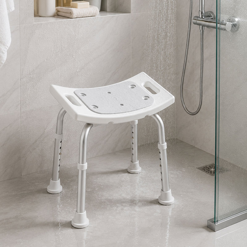 Chaise de douche réglable avec pieds antidérapants, tabouret de bain en aluminium pour douche et baignoire intérieures, Gray