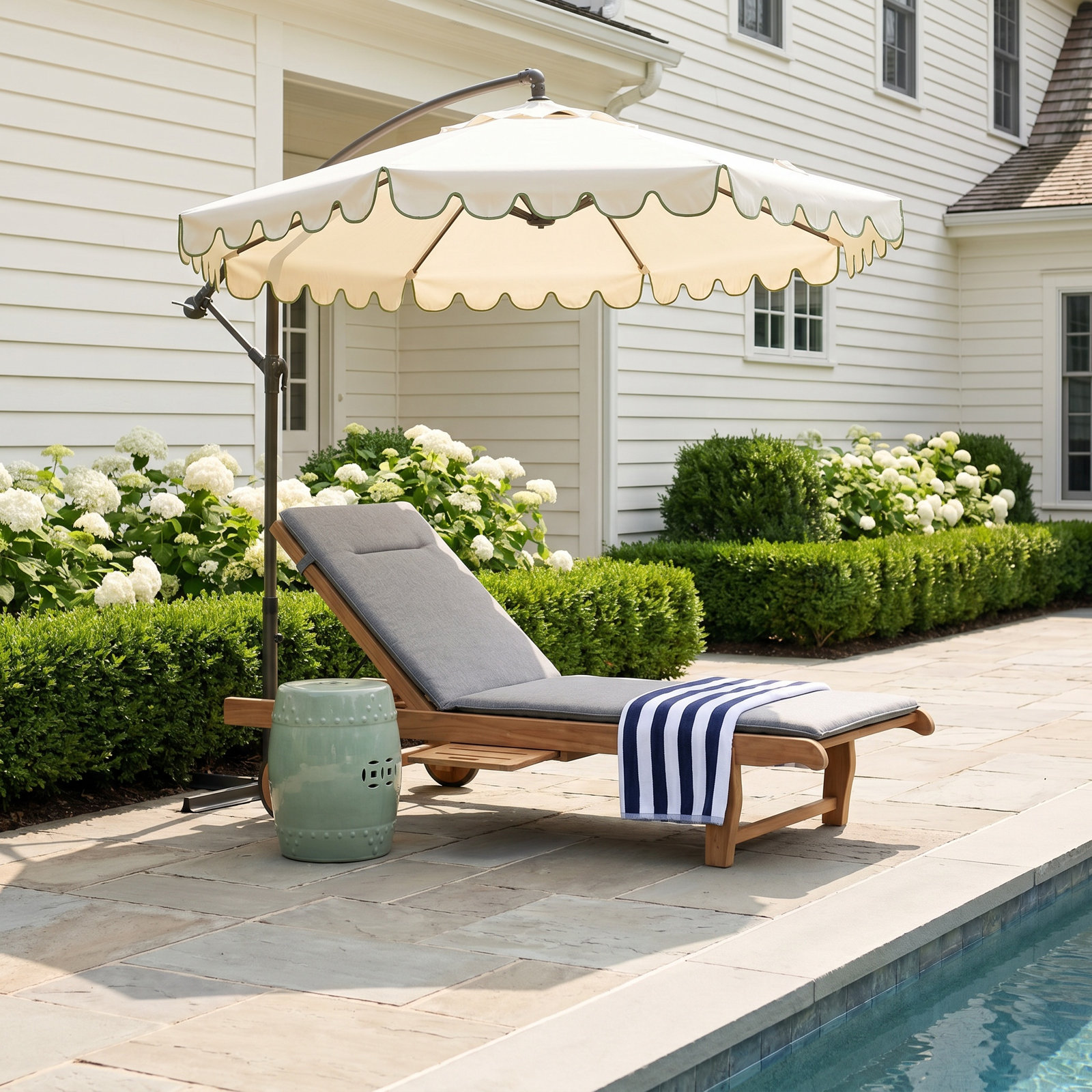 23'' Outdoor Wood Chaise Lounge, Grey